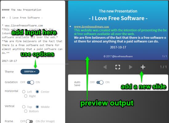 create presentation markdown