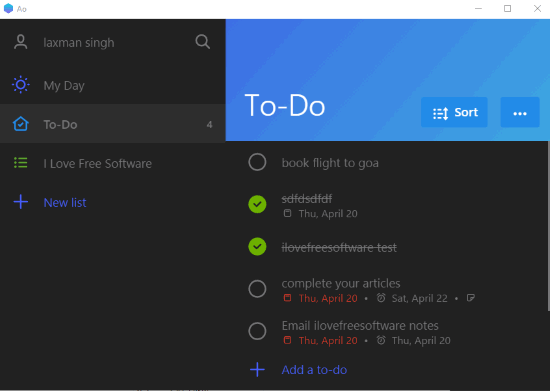 desktop client for to-do app