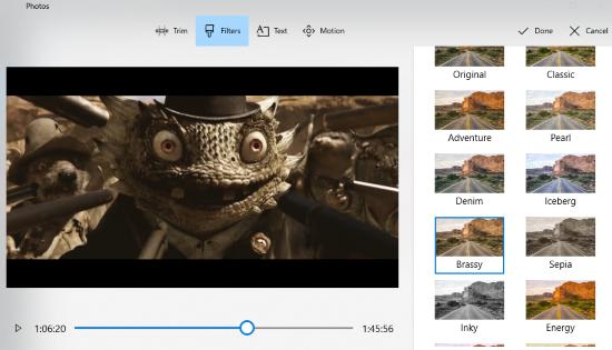 edit a video in photos app of windows 10
