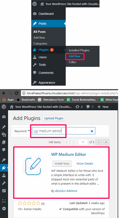 find wp medium editor