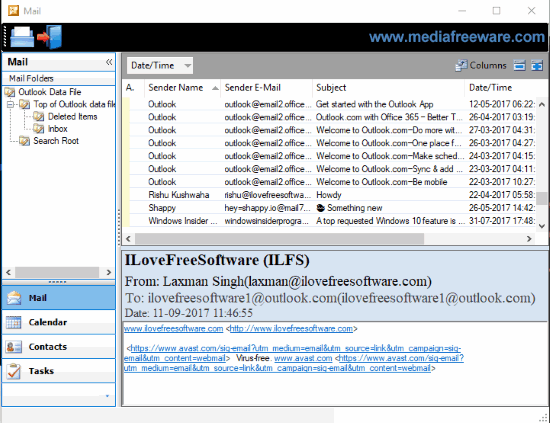 free pst viewer- interface