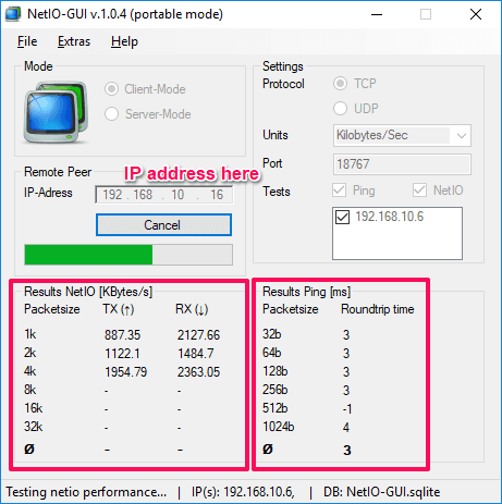 neio calculating network speed