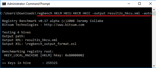 regbench all hives scan for registry benchmarking