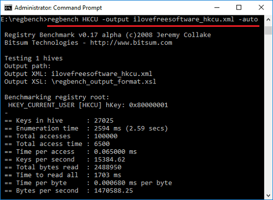 regbench specific hive scan for registry benchmarking