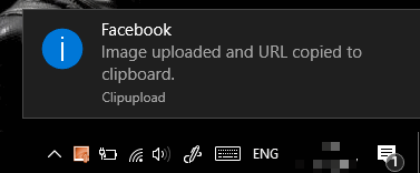 screenshot uploaded to facebook and url copied to clipboard