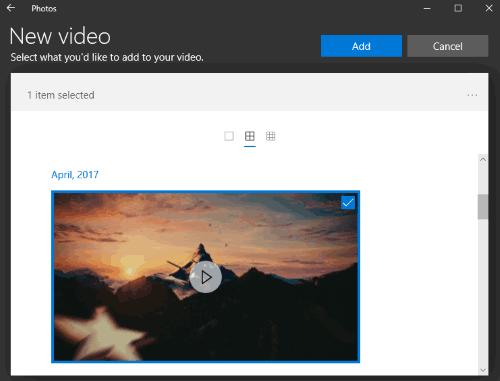 select a video and add it for editing
