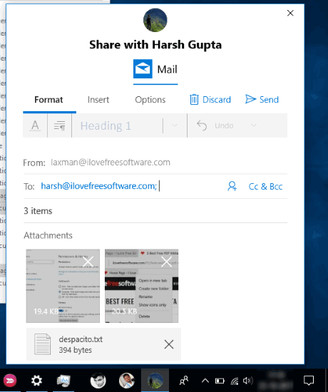 sharing files with a pinned contact using people bar in windows 10