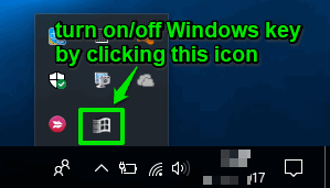 turn on or off windows key using software tray icon