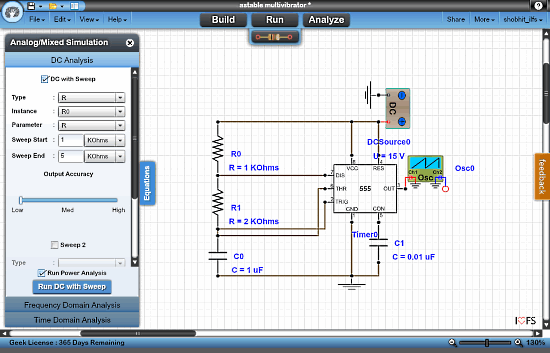electronic circuit simulator