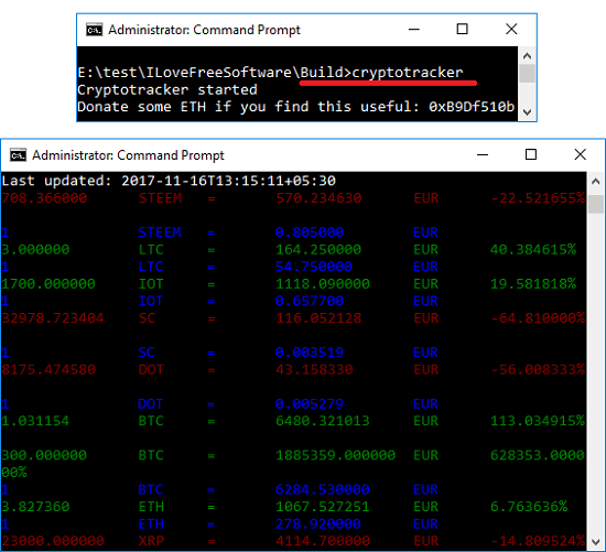 Cryptotracker to see exchange prices of cryptocurrencies