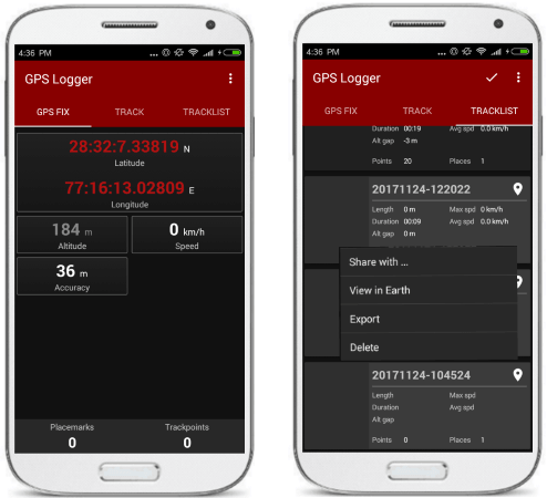 GPS logger for Android to track your position