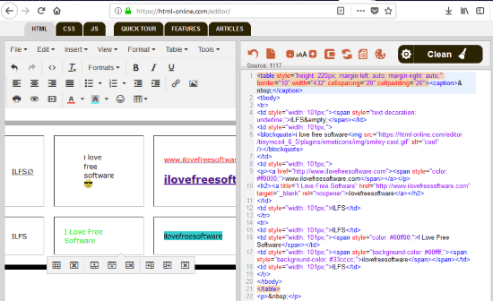 Online HTML Editor- interface