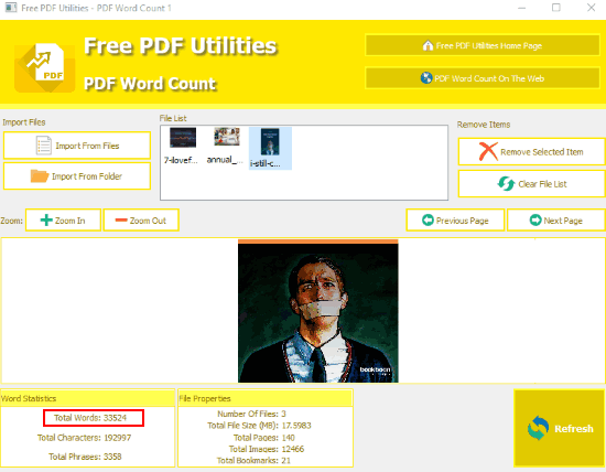 PDF Word Count- interface