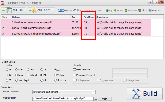 PDFMate Free PDF Merger- interface