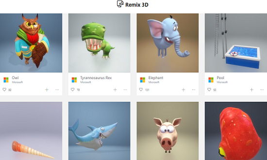 Search, Download, Share 3D Objects Windows 10 Remix 3D