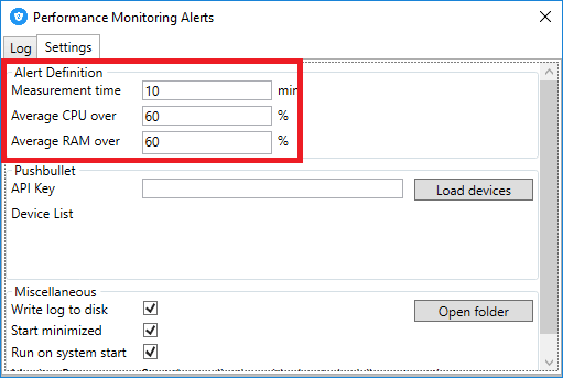 SystemPerformanceAlert interface