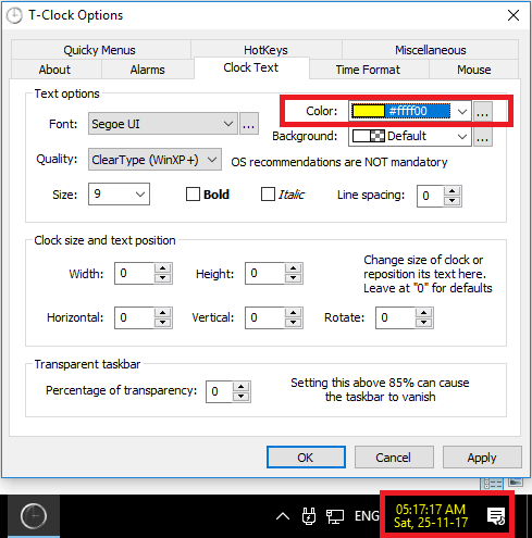 T-Clock Change system clock color