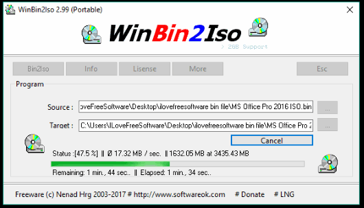 WinBin2Iso- interface