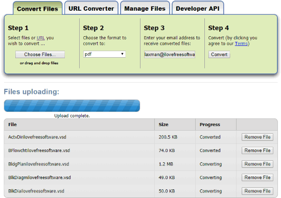 Zamzar VSD to PDF converter