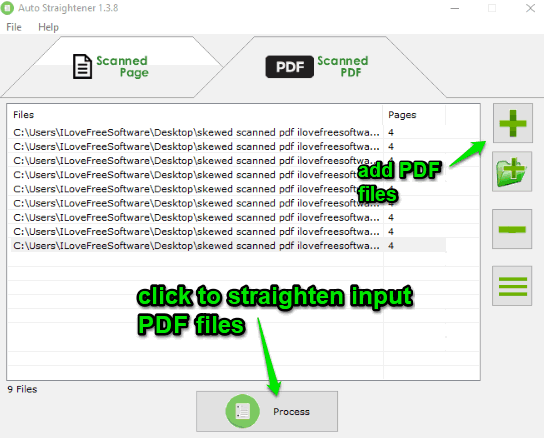 add pdf files and process them to straighten them