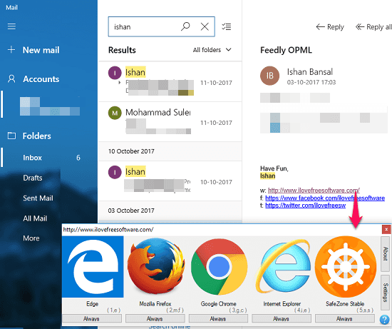 browser select url to open in desired browser