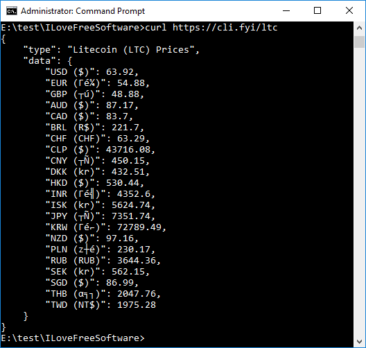 cli.fyi can get you cryptocurrency exchange rate in cmd