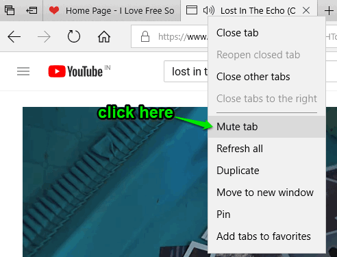 click mute tab option