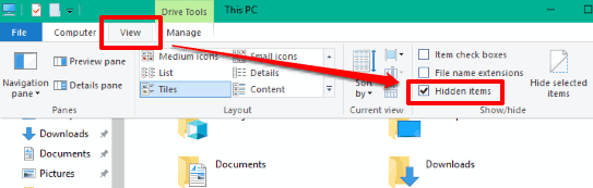 enable hidden files option in file explorer