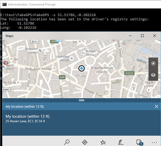 fake gps location in windows 10