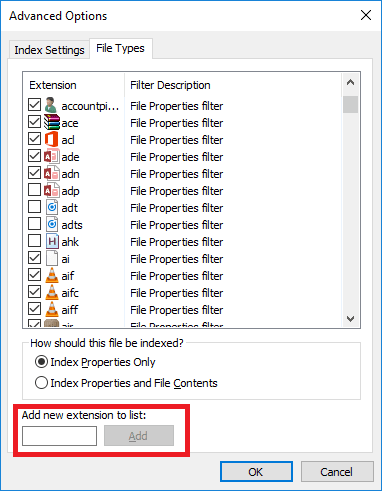 file types to specify to remove from search results