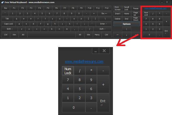 free virtual keyboard with virtual numpad