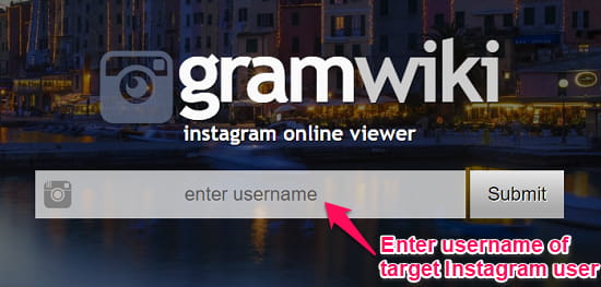 gramwiki enter username of instagram user