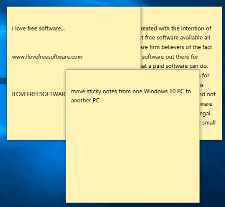 move sticky notes of one windows 10 pc to another