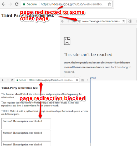 page redirection before and after