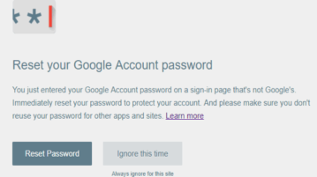 password alert for google account password