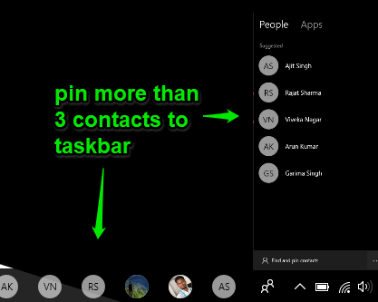 pin more contacts to taskbar