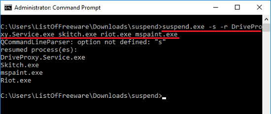 resume multiple processes in windows