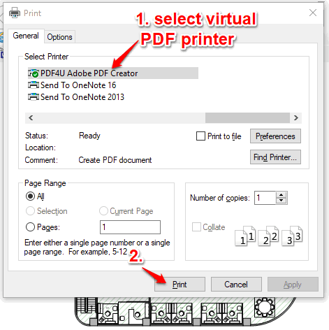 select virtual pdf printer and generate output pdf