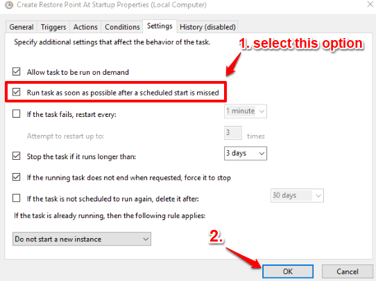 set settings tab option