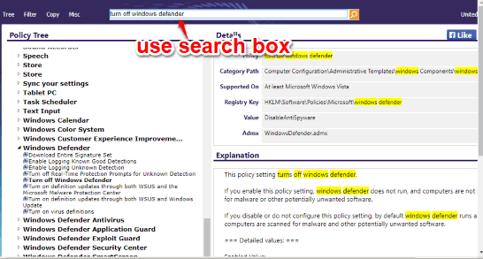 use search box