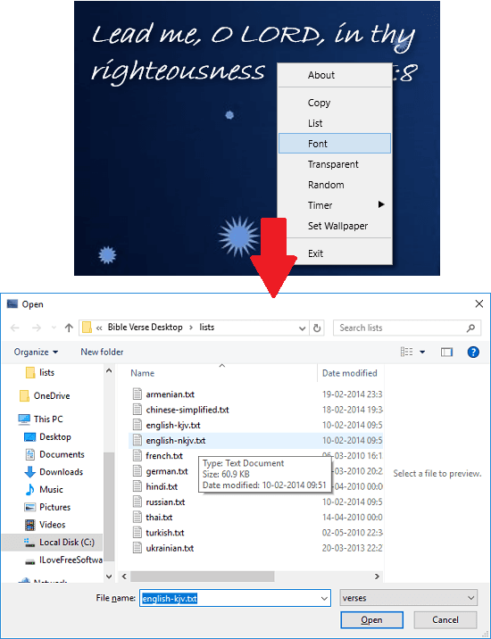 Bible Verse Desktop language