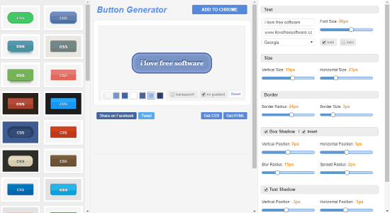 CSS Button Generator interface