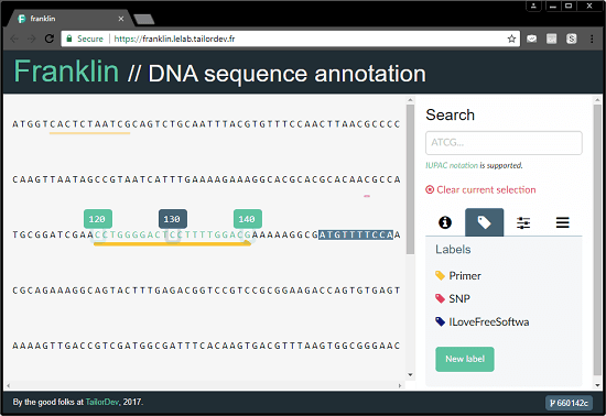 Franklkin annotating DNA sequence