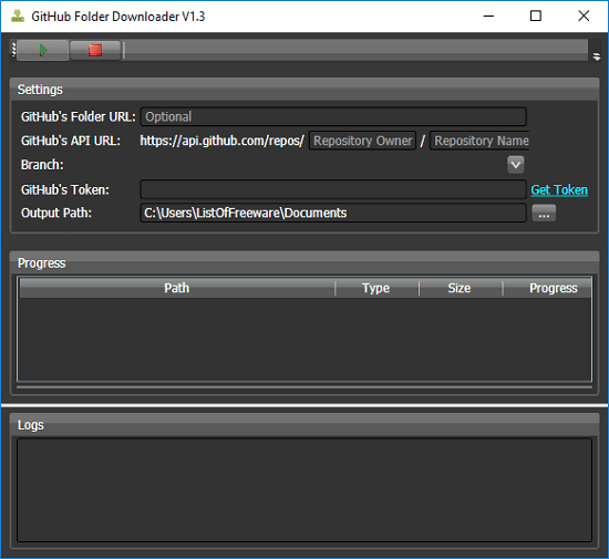 GitHub folder downloader interface