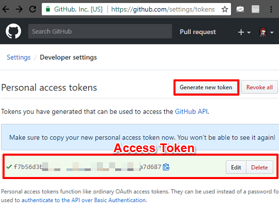 Github API token