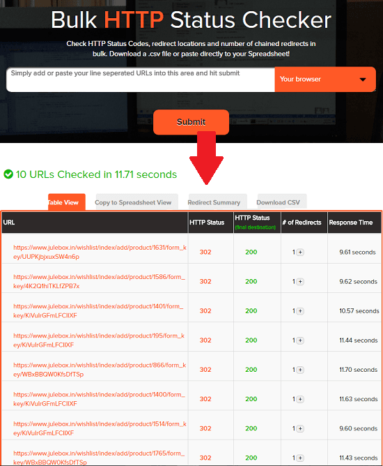 HTTP Status & Redirect Checker by Urlitor