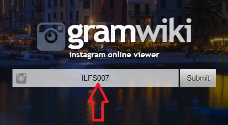 Input instagram username to gramwiki