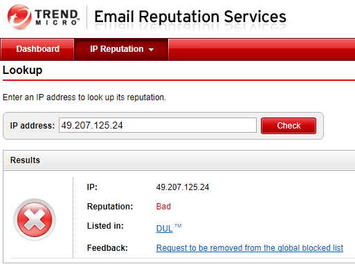 Ip reputation checker by Trend Micro