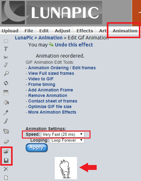 LunaPic online GIF Speed Changer
