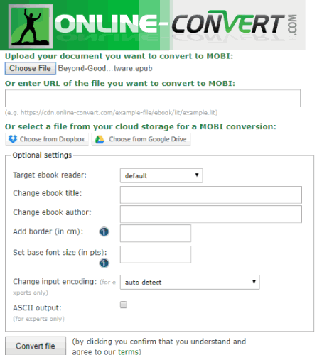 Online-convert.com interface